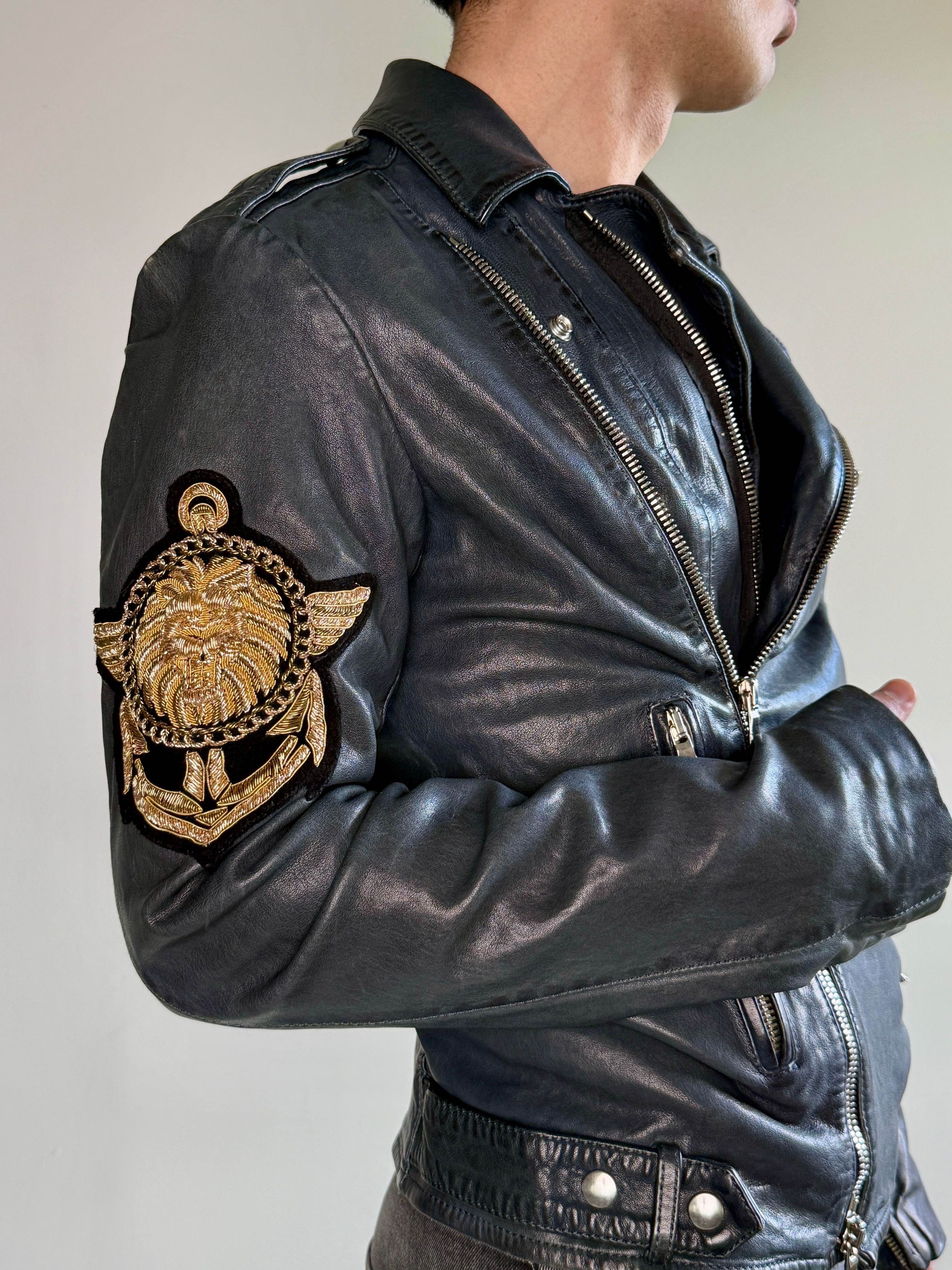Balmain Balmain SS2014 Embroidered Patch Leather Biker Jacket Size US M / EU 48-50 / 2 - 2 Thumbnail