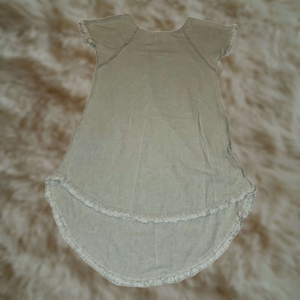Vintage UMGEE Dress Small Cream Short Sleeve Tunic 55% Linen Casual Travel Women Size 28" / US 6 / IT 42 - 1 Thumbnail