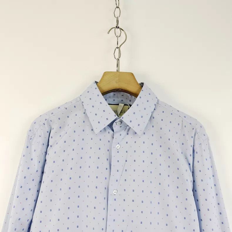 Gucci Gucci Light blue lapel embroidered G logo long-sleeved shi Size M / US 6-8 / IT 42-44 - 3 Thumbnail