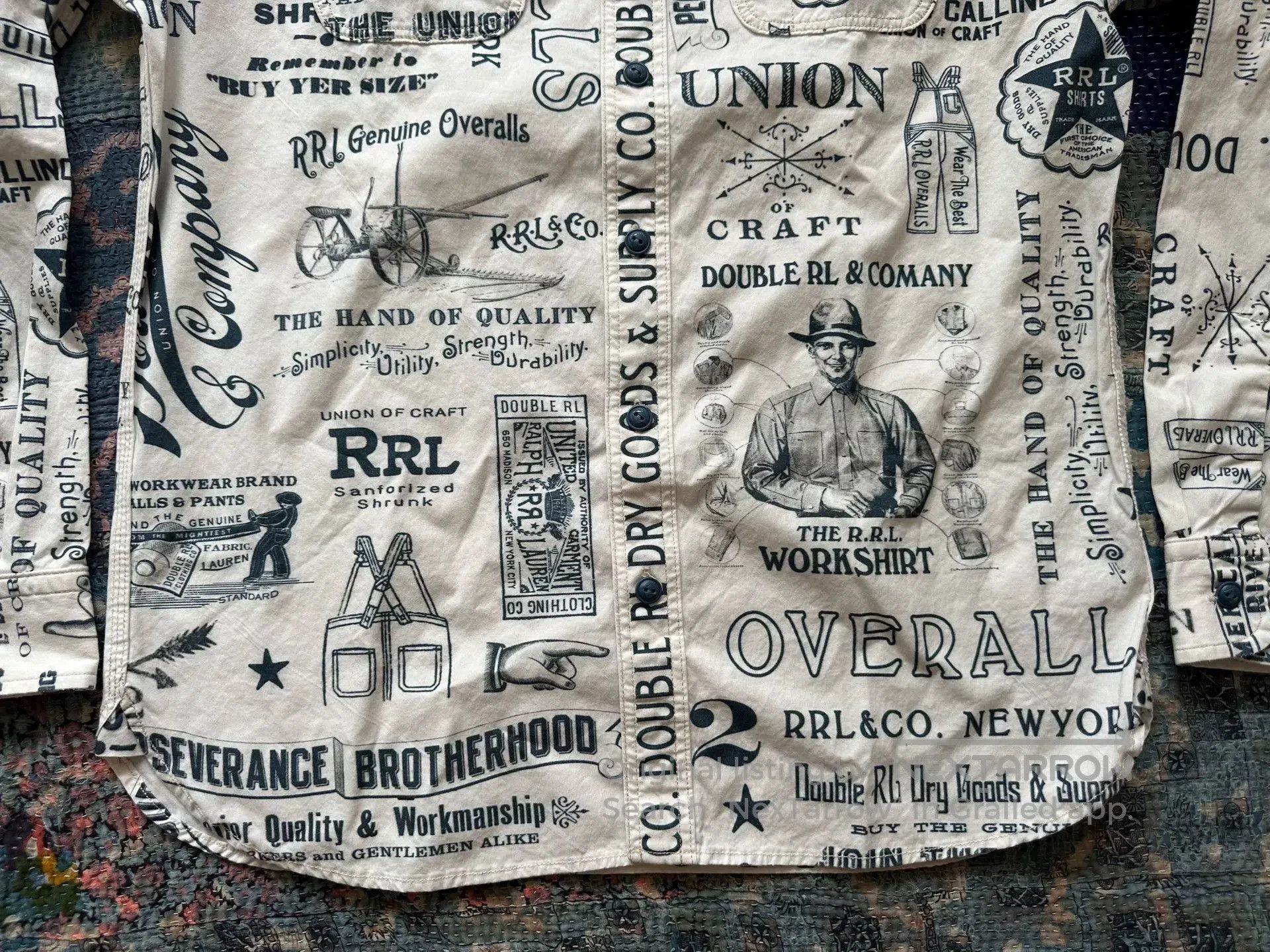 RRL Ralph Lauren RRL Graffiti Utility Shirt. Size US M / EU 48-50 / 2 - 4 Thumbnail