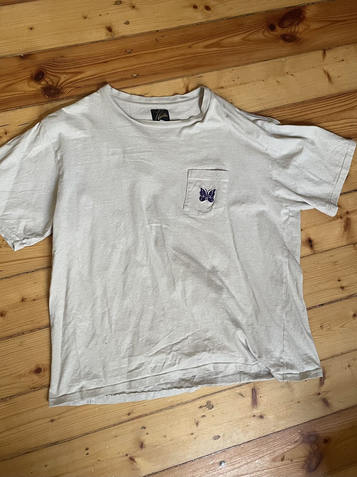 Needles Needles Butterfly T Shirt Beige Size US L / EU 52-54 / 3 - 1 Thumbnail