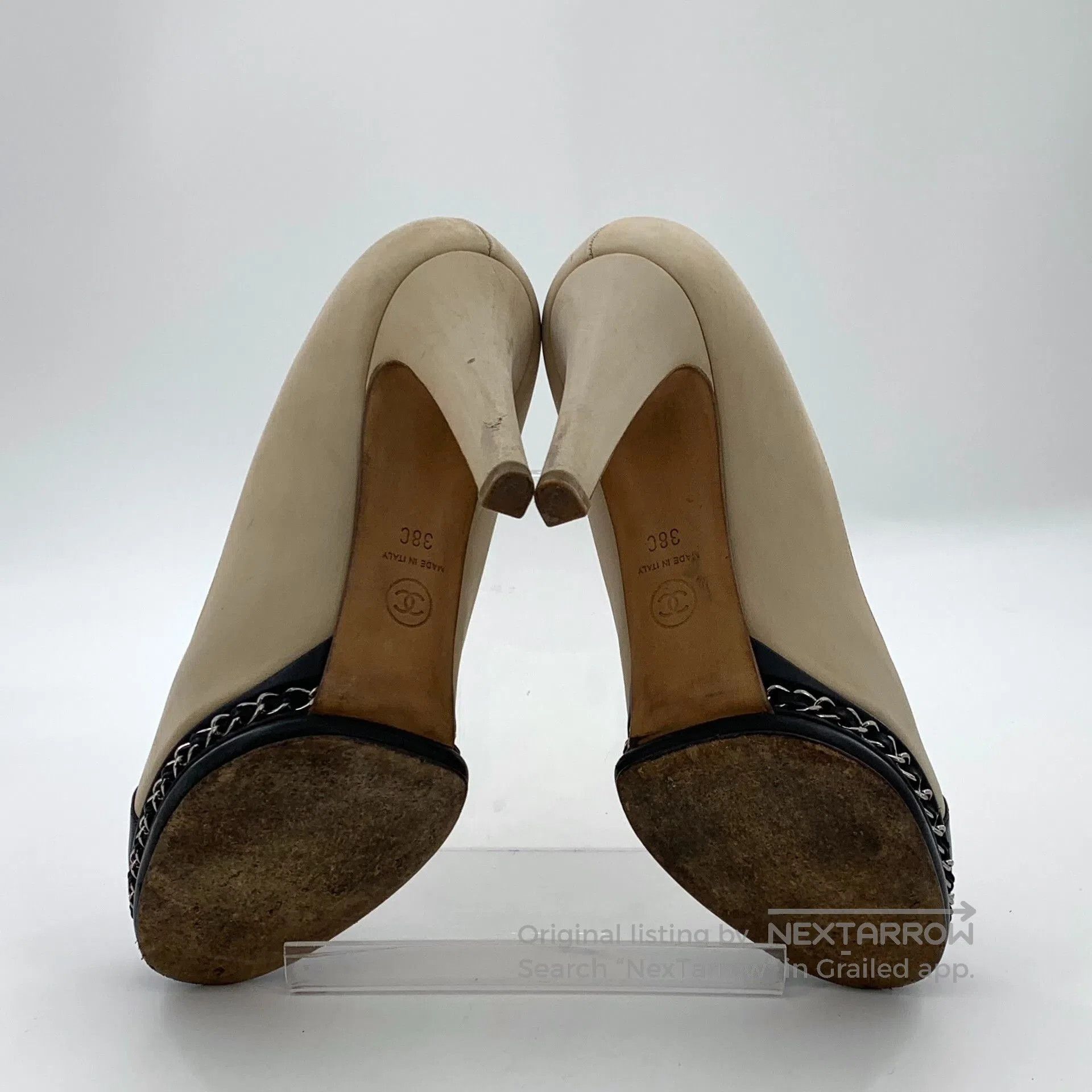 Chanel Chanel Chain Leather Logo Stiletto Heels. Size US 7 / IT 37 - 5 Thumbnail