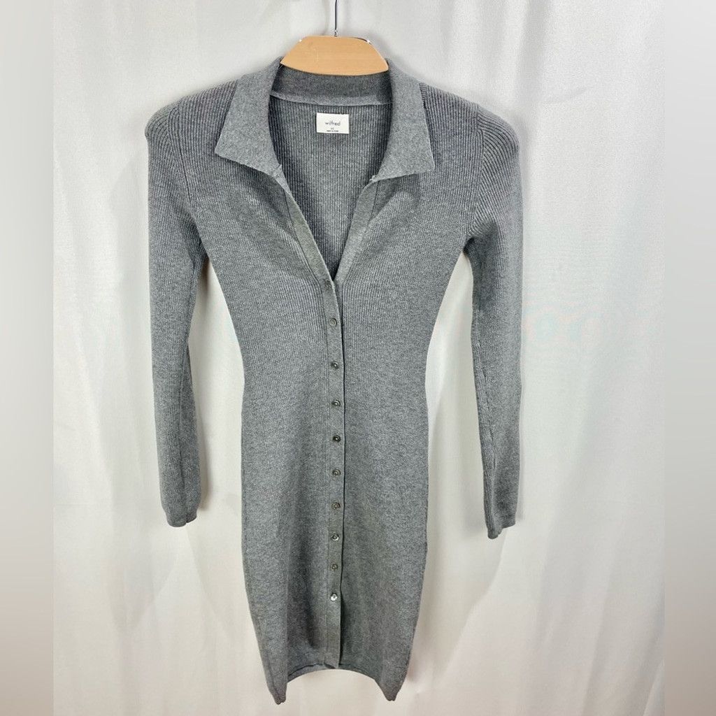 Aritzia Wilfred Cove Ribbed Dress in Grey Size XS Size XS / US 0-2 / IT 36-38 - 3 Thumbnail