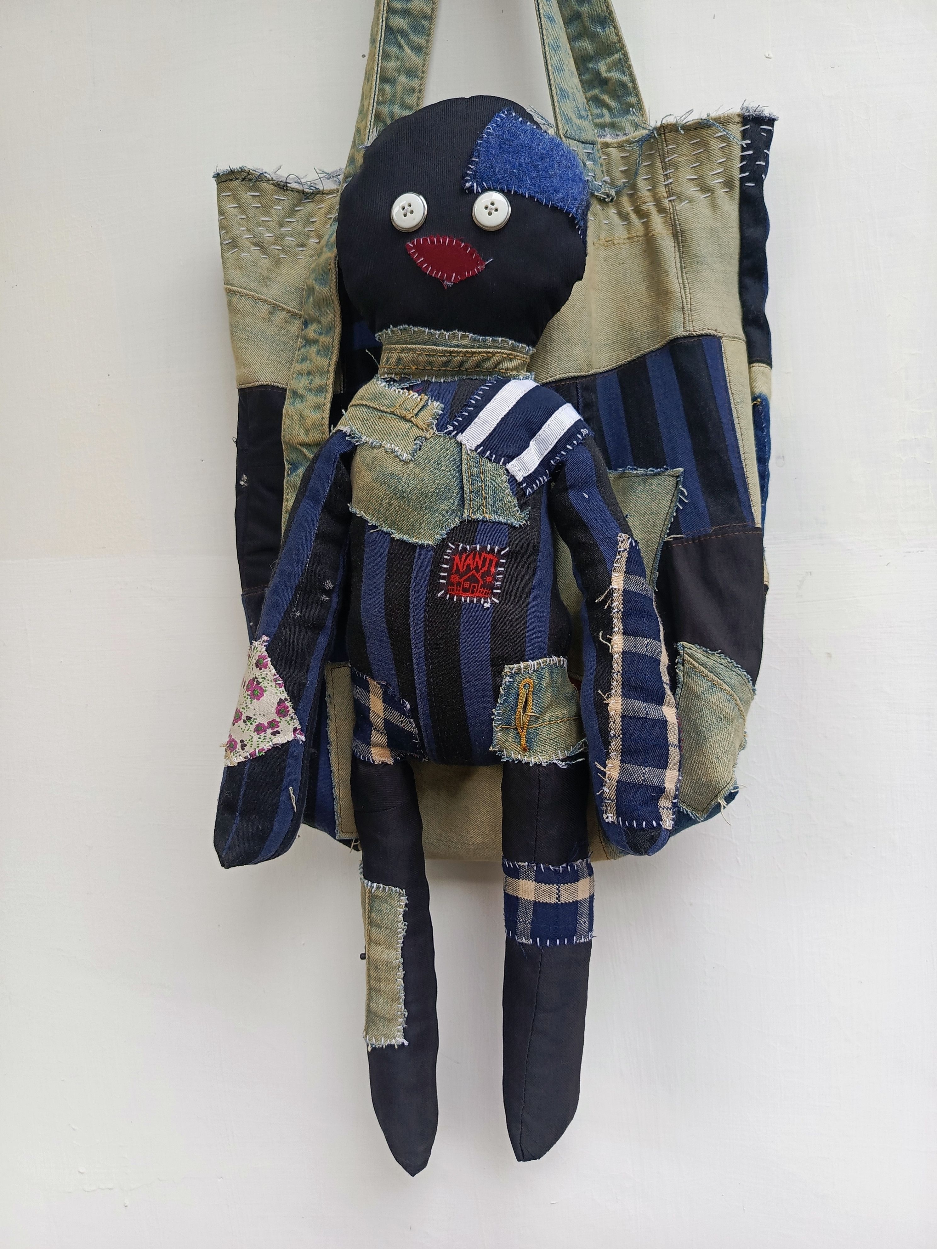 Japanese Brand Handmade Patchwork Rag Doll Tote Bag Size ONE SIZE - 4 Thumbnail