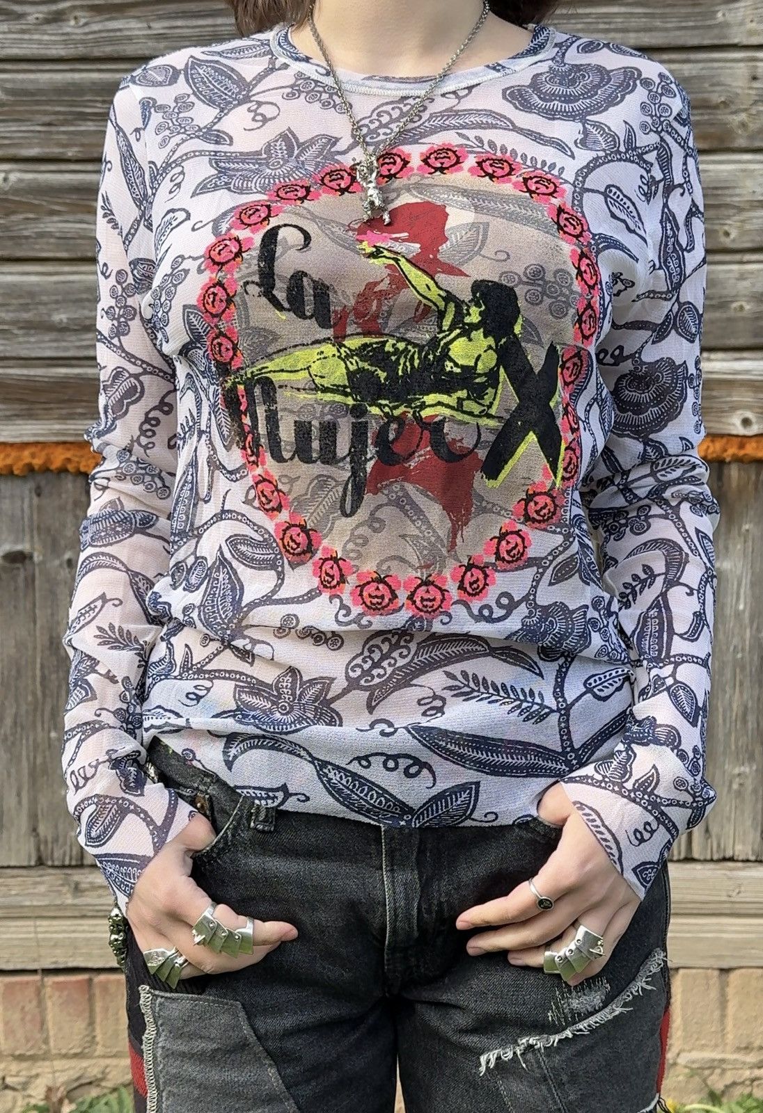 Jean Paul Gaultier Vintage Jean Paul Gaultier JPG La Mujer Mesh Top Long Sleeve Size L / US 10 / IT 46 - 1 Thumbnail