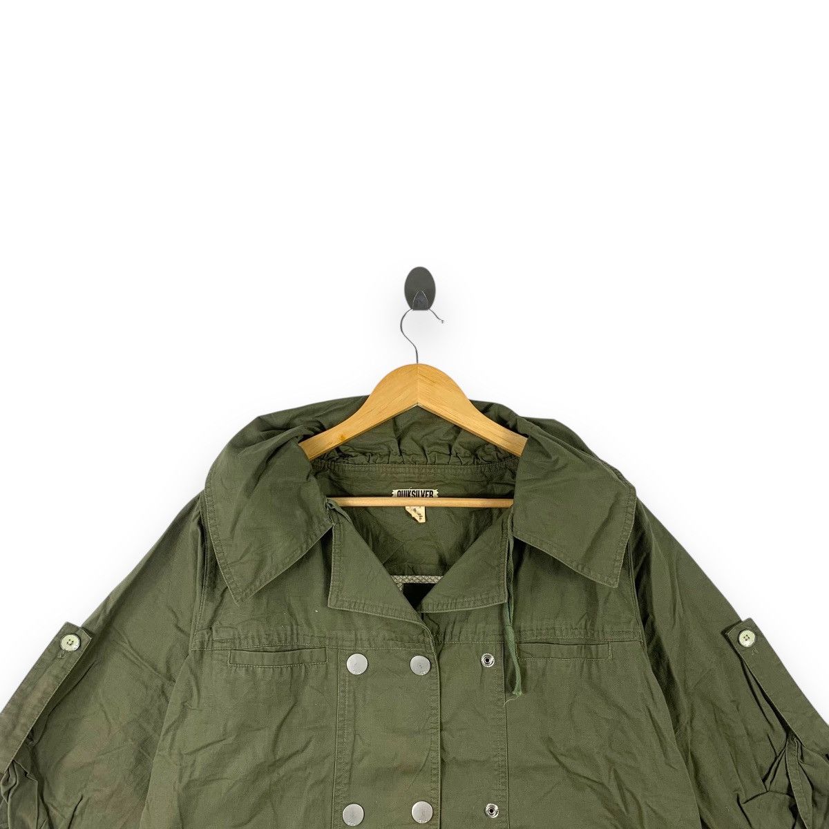 Quiksilver Vintage QUIKSILVER Olive Green Hooded Jacket Button Size S / US 4 / IT 40 - 2 Thumbnail