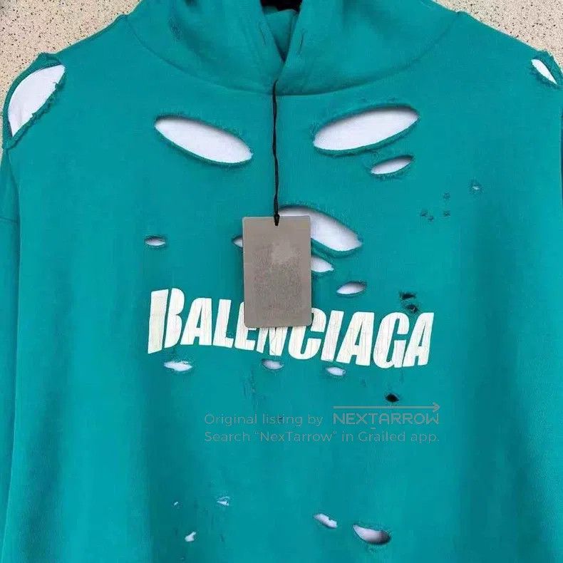 Balenciaga Balenciaga Ripped Hoodie Size US S / EU 44-46 / 1 - 2 Thumbnail