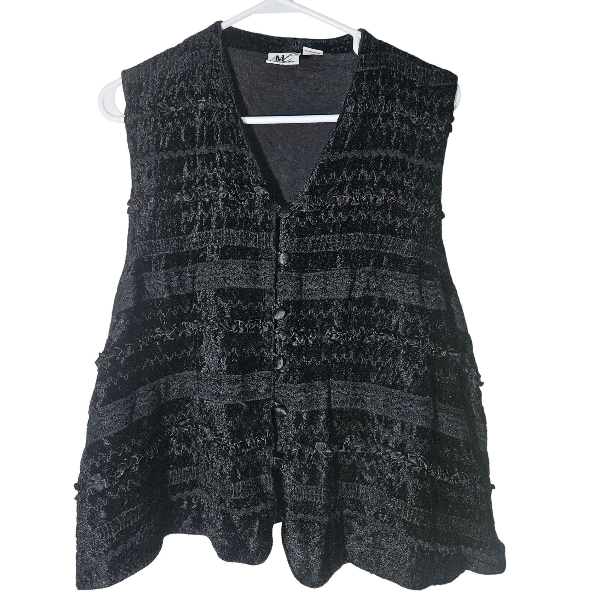 Other VTG Maggie Lawrence Black Vest 26/28 Velvet lace Ruffle Witc Size 3XL / US 20-22 - 2 Thumbnail