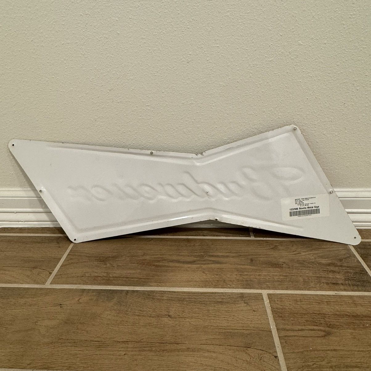 Budweiser × Vintage 2005 Budweiser Bowtie |31x10in| Beer Tin Bar Sign Man Cave Size ONE SIZE - 8 Thumbnail