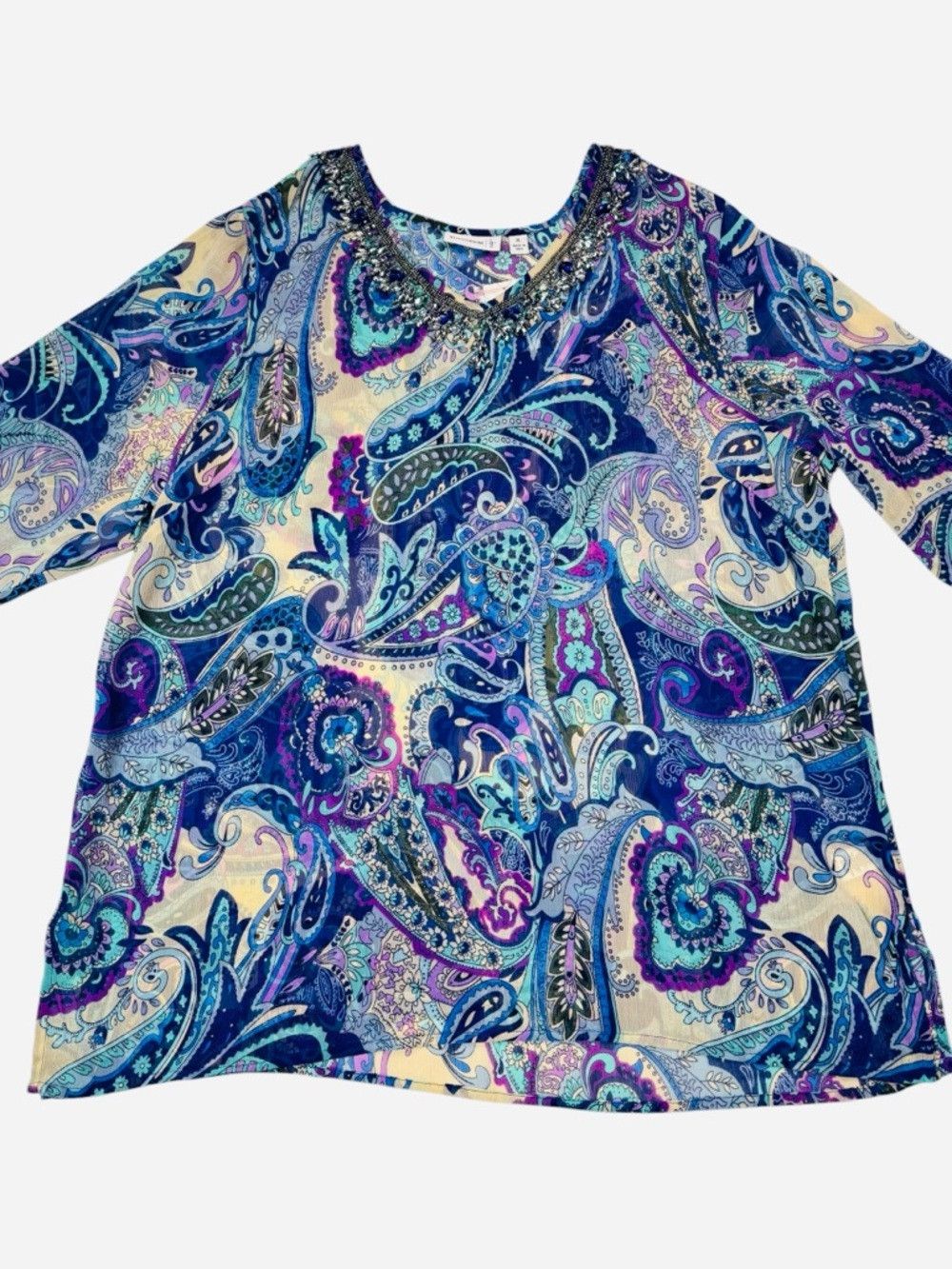 Other NWT New Susan Graver Paisley V-Neck Tunic with Embellished Size XL / US 12-14 / IT 48-50 - 3 Thumbnail