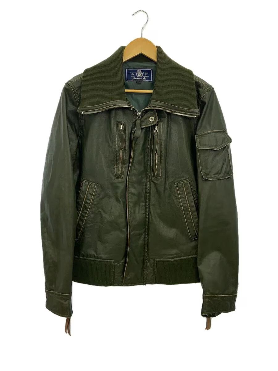 Avirex Cowhide Leather Jacket Blouson Khaki