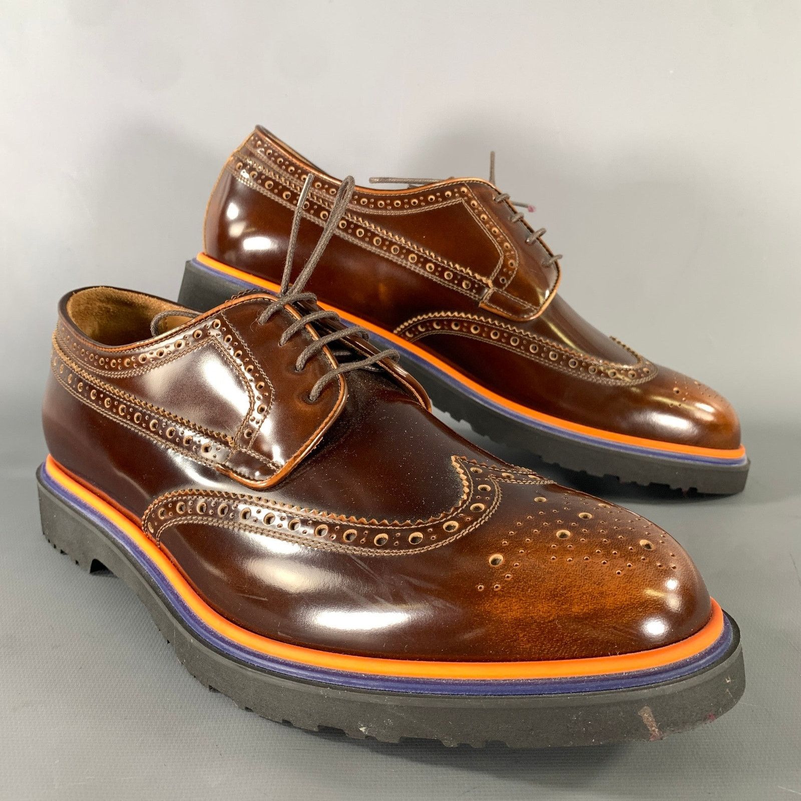 Paul Smith PAUL SMITH Size 10 Brown Orange Wingtip Loafers Size US 10 / EU 43 - 1 Thumbnail