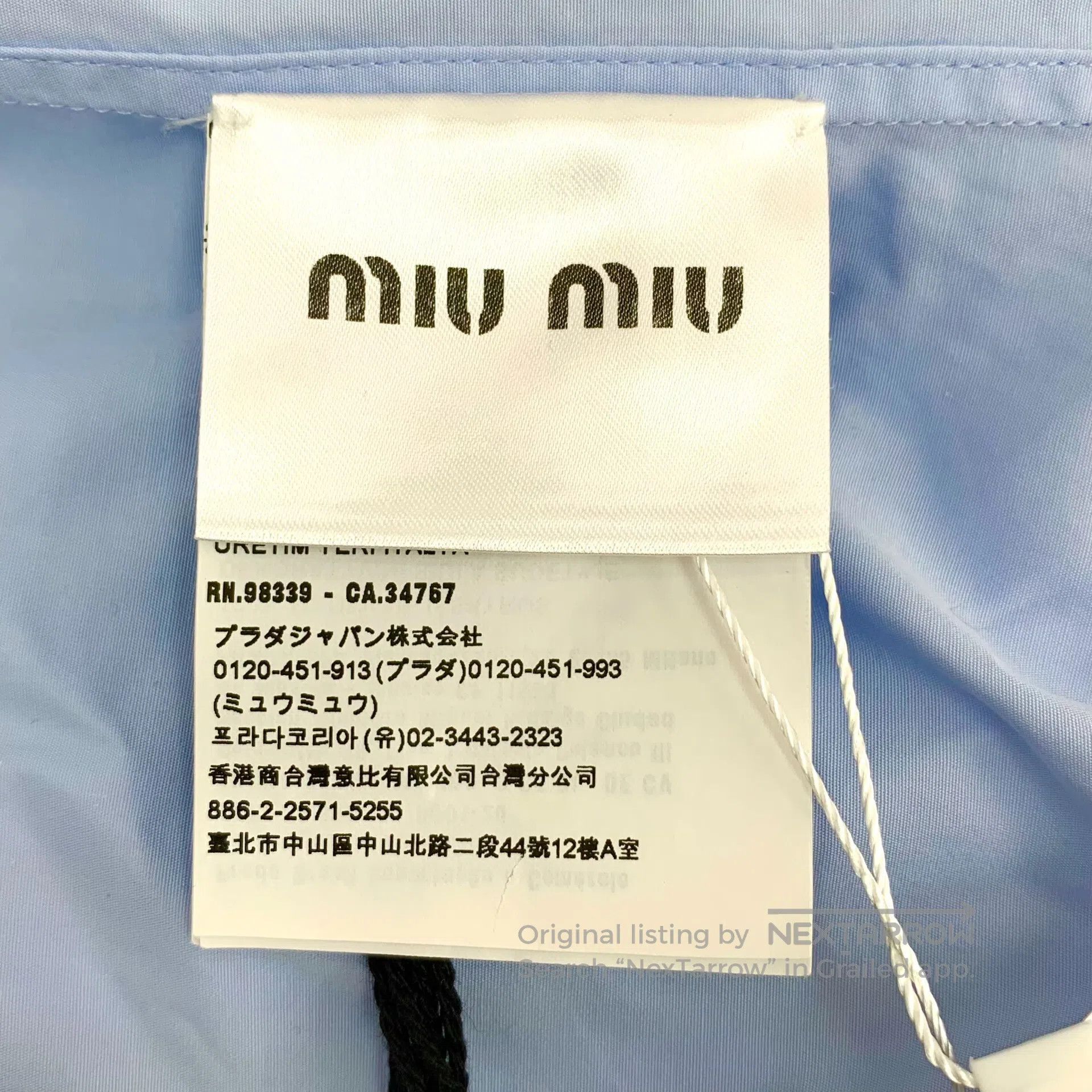 Miu Miu Miu Miu Light blue logo embroidered cotton collar long-sle Size XS / US 0-2 / IT 36-38 - 8 Thumbnail