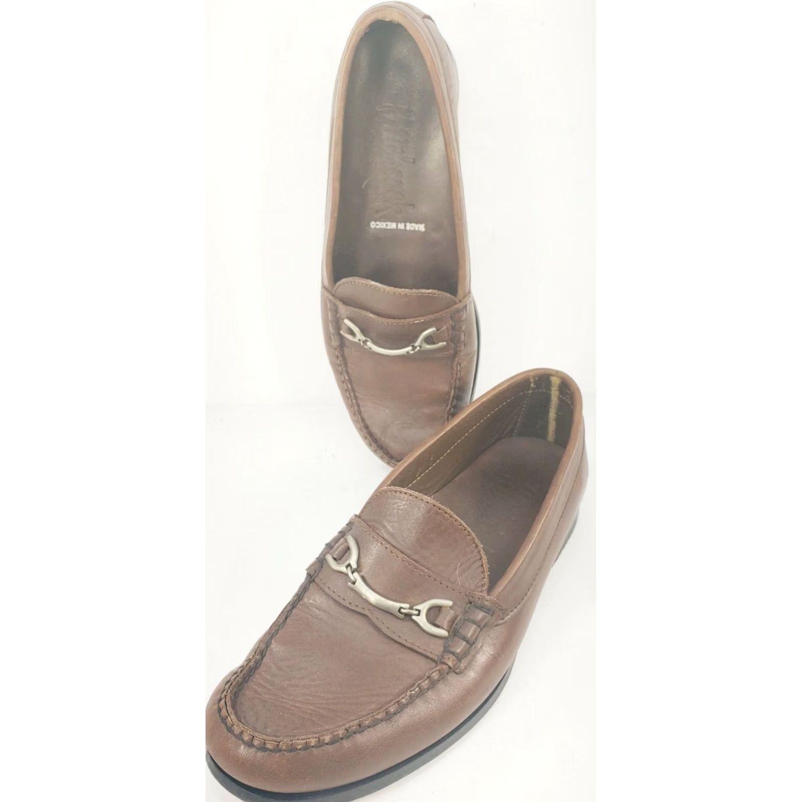 Vintage HITCHCOCK Extra Wide Men's Brown Leather Loafer Silver Horse Bit Size 8 EEE Casual Size US 6 / EU 39 - 4 Thumbnail