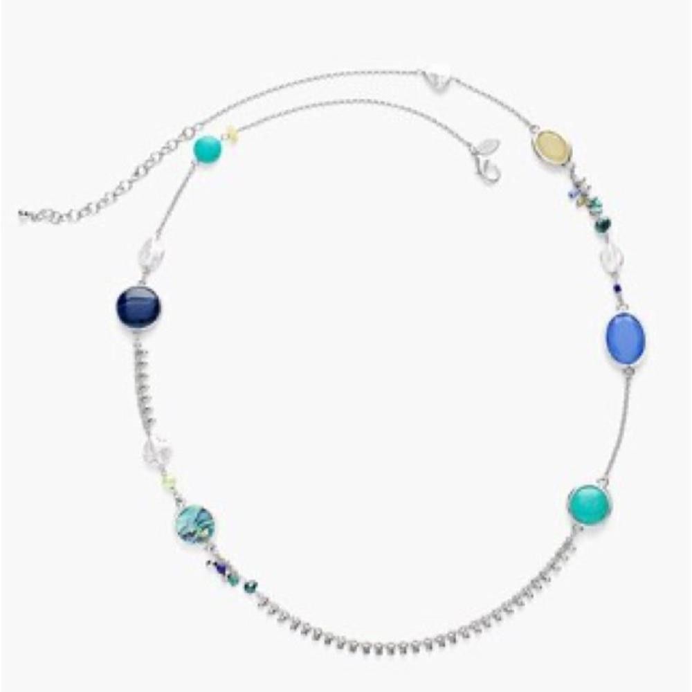 Chicos Chico’s Silver Multi-Color Blue Green Stone Long Necklace Size ONE SIZE - 1 Thumbnail