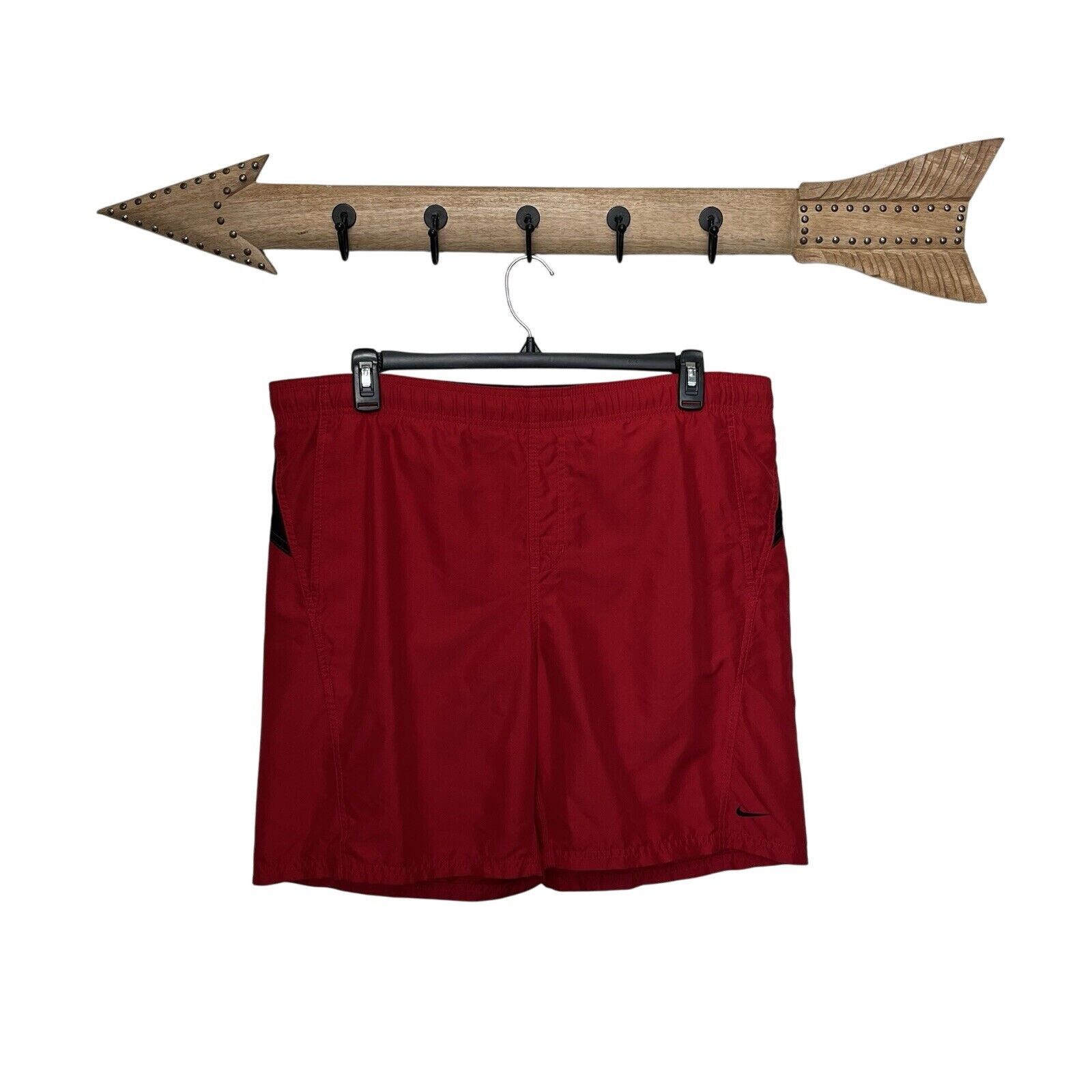 Nike Nike | Vintage Swim Trunks Spellout Black Red Shorts large Size US 36 / EU 52 - 1 Thumbnail