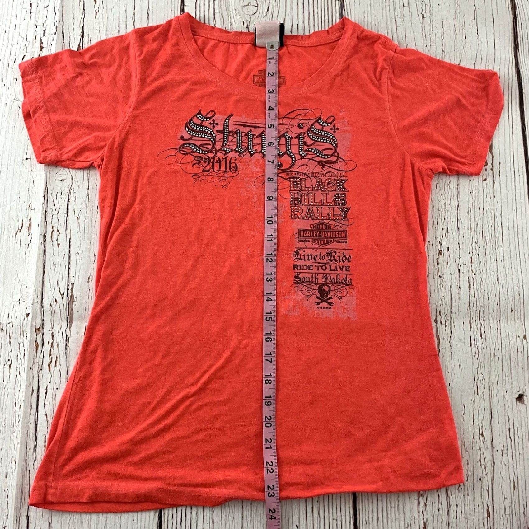 Harley Davidson Harley-Davidson T-Shirt Women's M Orange Pink 2016 Sturgis Deadwood Short Sleeve Cotton Solid Brand: Harley-Davidson Shirt Women XS-XL? Size M / US 6-8 / IT 42-44 - 6 Thumbnail