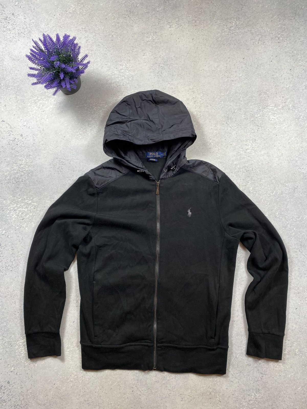 Ralph Lauren Black hoodie from Ralph Lauren with a zipper and nylon hood Size US M / EU 48-50 / 2 - 2 Thumbnail