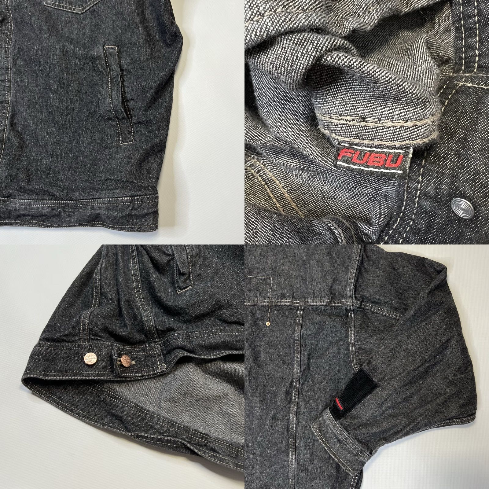 Fubu VINTAGE FUBU Jeans Denim Jacket Mens 2XL Black Hip Hop Oversized Retro Jacket Size US 39 - 9 Thumbnail