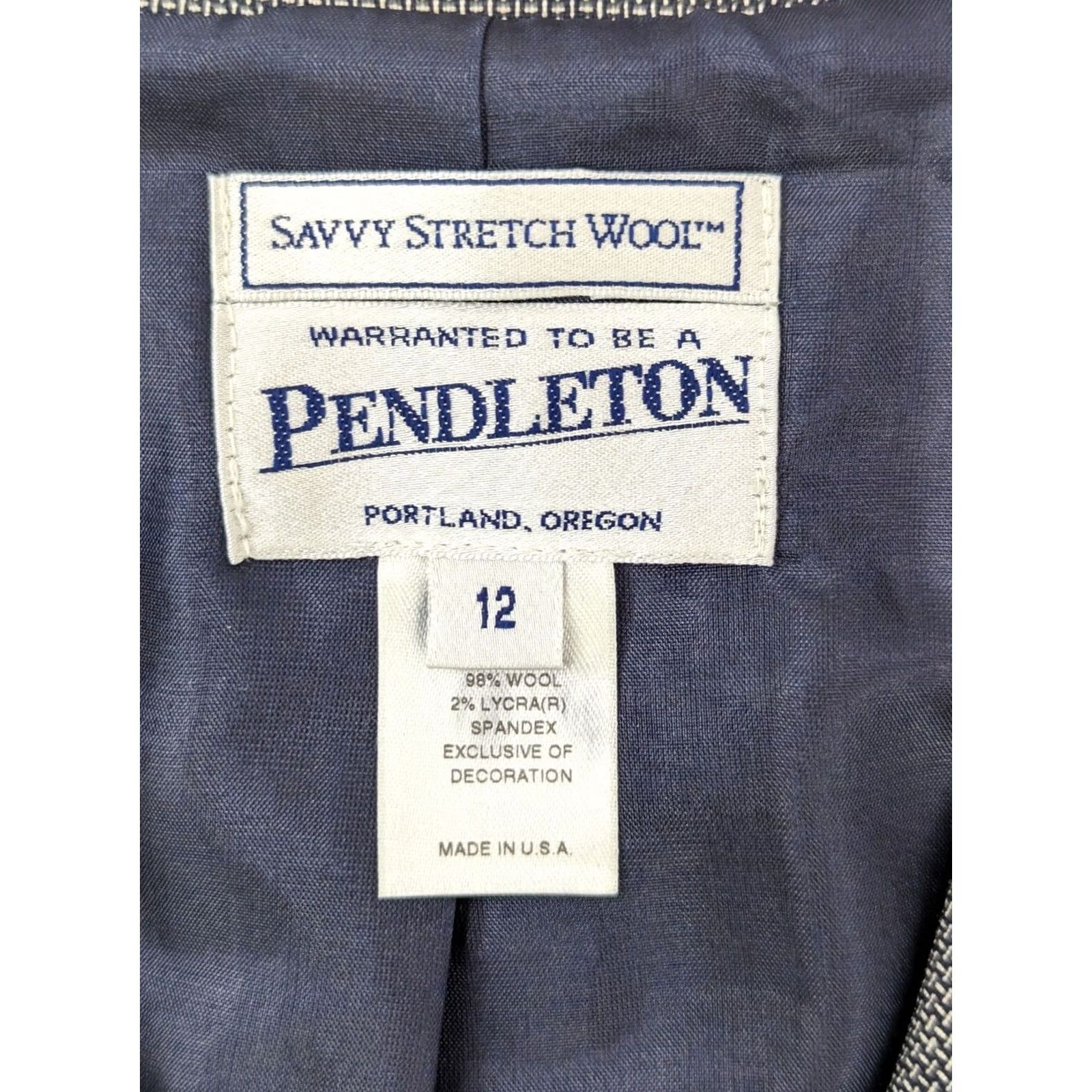 Pendleton VINTAGE Pendleton Savvy Stretch Wool Blazer Jacket Women 12 Check 3 Button Sport Coat Size XL / US 12-14 / IT 48-50 - 4 Thumbnail