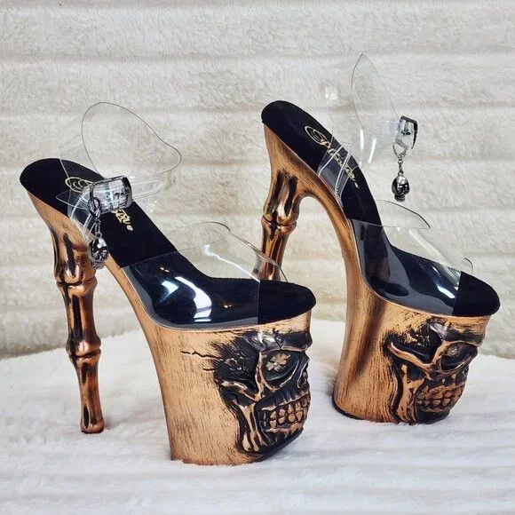 Other Rapture Brushed Metallic Copper Skull & Bones 8" High Heel P Size US 6 / IT 36 - 4 Thumbnail