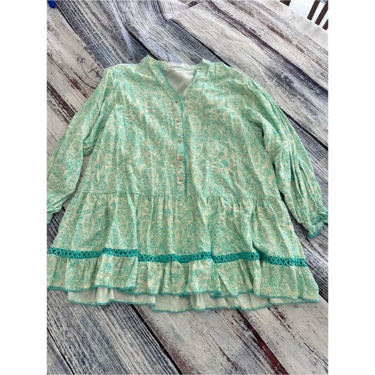 Other Last Queen Paris Green Paisley Button-Front Tiered Mini Dres Size L / US 10 / IT 46 - 2 Thumbnail