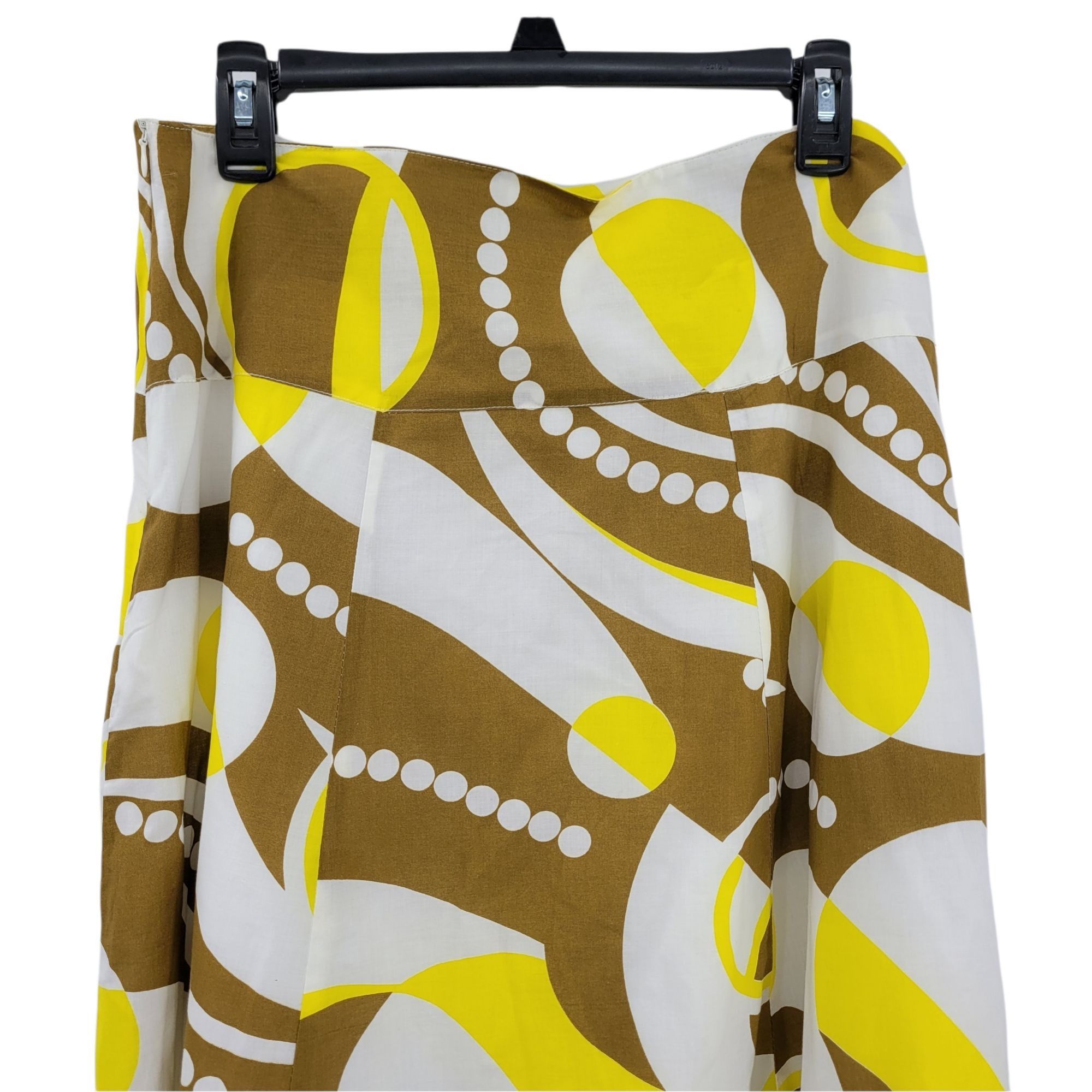 Vintage Vtg Mod Artsy Skirt Sz L Yellow Brown Abstract Geometric Pri Size 32" / US 10 / IT 46 - 6 Thumbnail