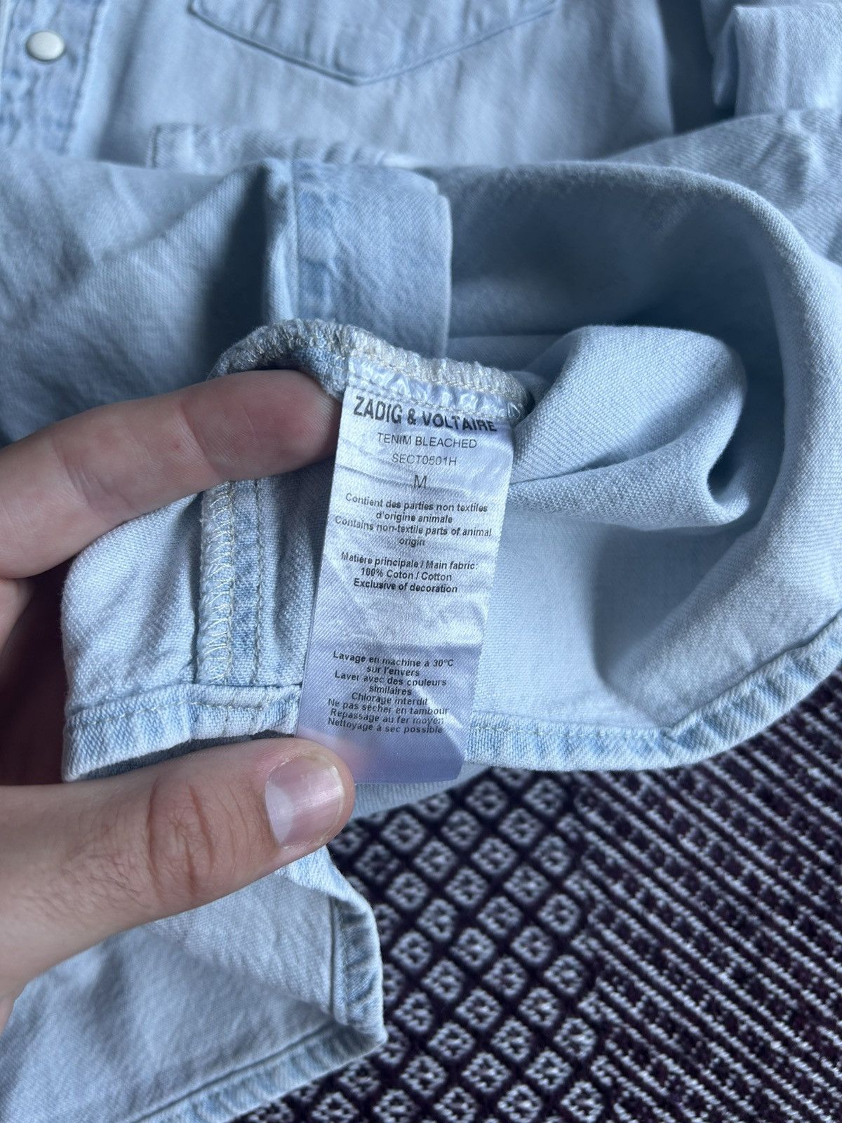Zadig & Voltaire Zadig & Voltaire Denim Bleached Shirt Distressed Hype Size M Size US M / EU 48-50 / 2 - 10 Thumbnail