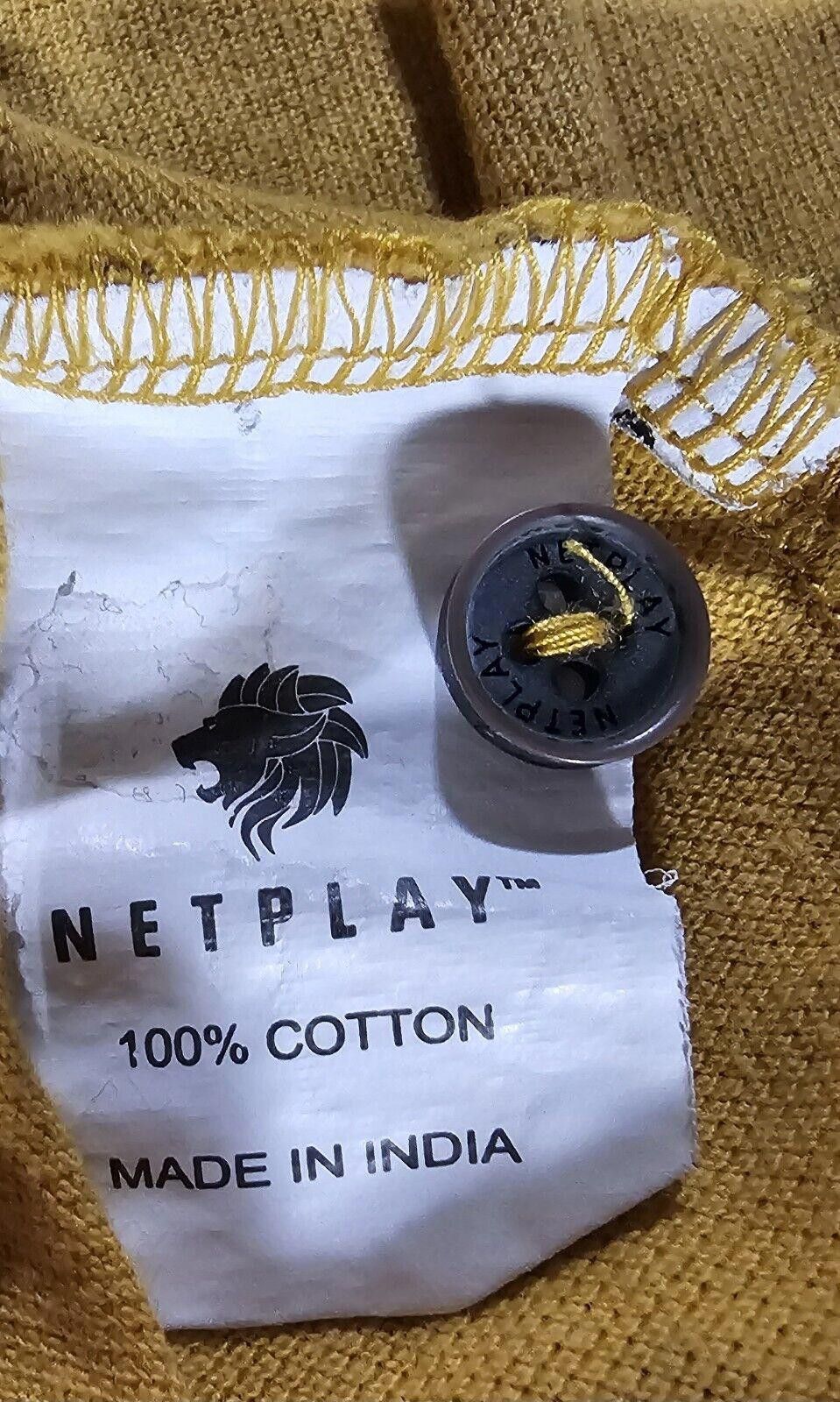 Designer Netplay modern casuals LG yellow polo shirt 100% fine cotton Size US L / EU 52-54 / 3 - 9 Thumbnail
