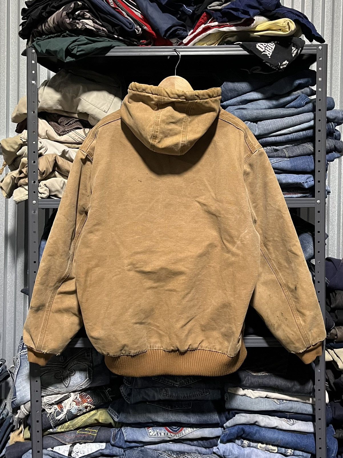 Carhartt × Vintage Crazy Vintage Thrashed Carhartt Hooded Jacket Faded Workwear Size US XL / EU 56 / 4 - 2 Thumbnail