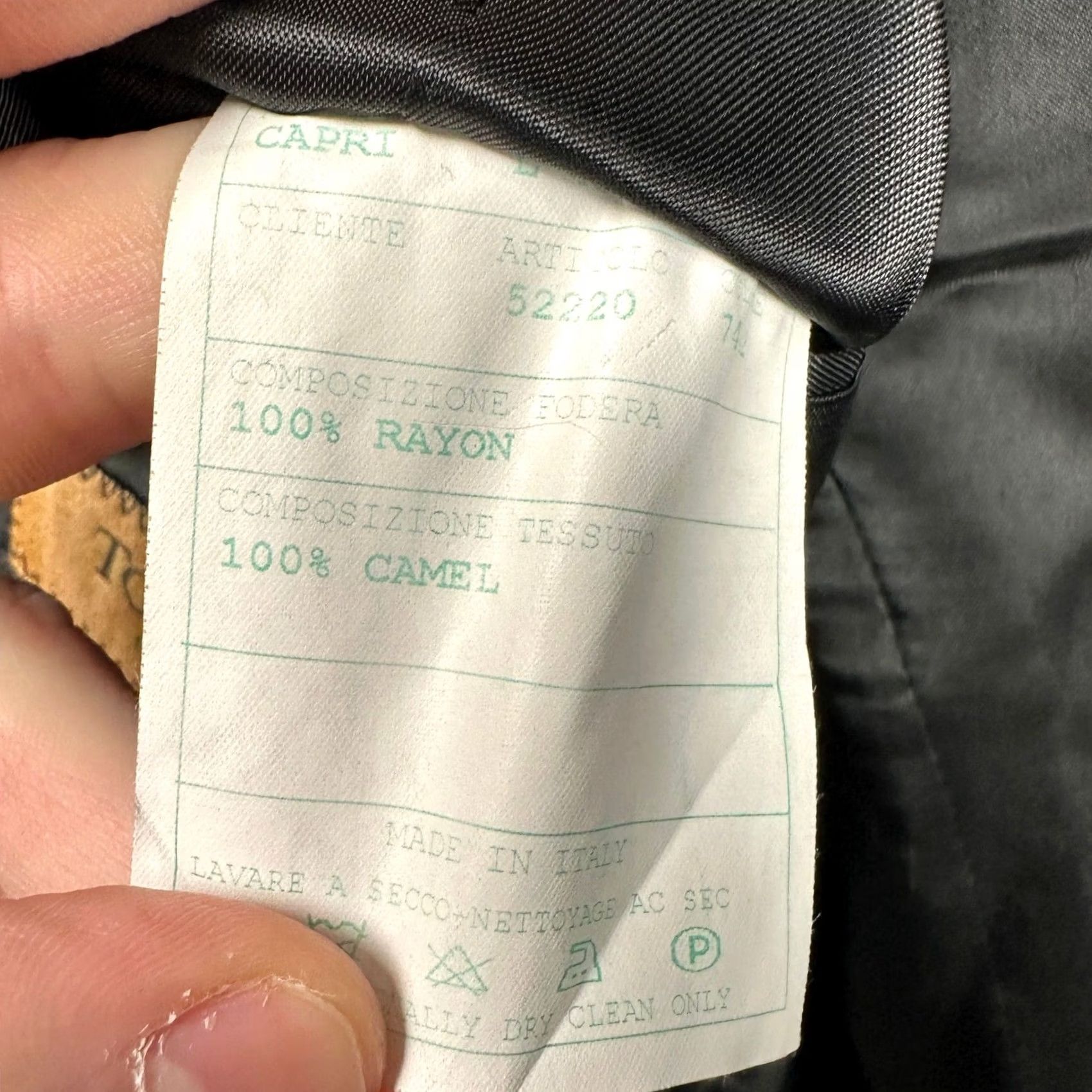 Camel Todays Man Mens Sport Coat Blazer 42L Black Herringbone Camel Hair Made In Italy Long Sleeve Notch Lapel Three-Button Size 42R - 5 Thumbnail