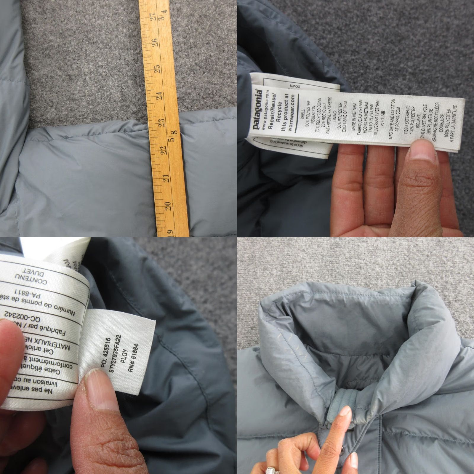 Patagonia Patagonia Jacket Womens XL Gray Down Puffer Quilted Full Zip Pockets Warm Size XL / US 12-14 / IT 48-50 - 8 Thumbnail