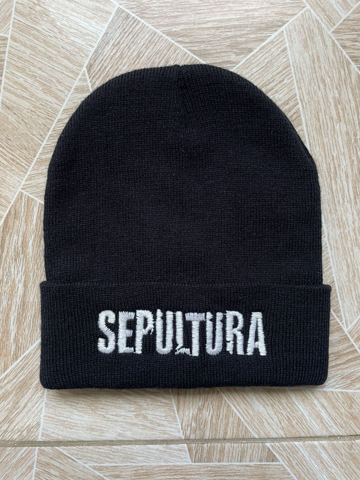 Band Tees × Vintage 90s Y2K Sepultura Logo Metal Band Beanie Hat Black Size ONE SIZE - 1 Thumbnail