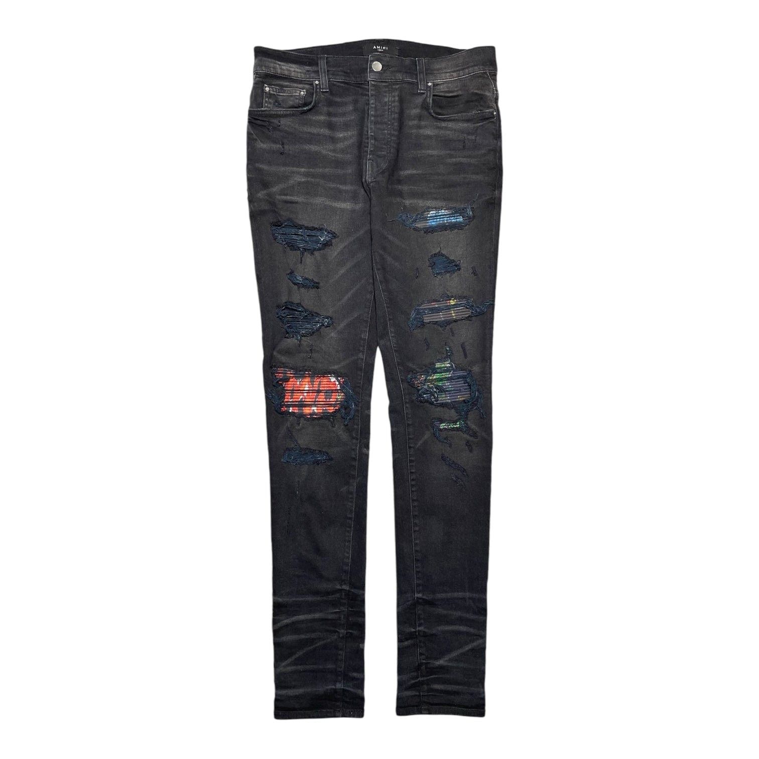 Amiri Amiri MX1 Vintage Tee Animation Patch Jeans Aged Black Multi Size US 29 - 1 Thumbnail