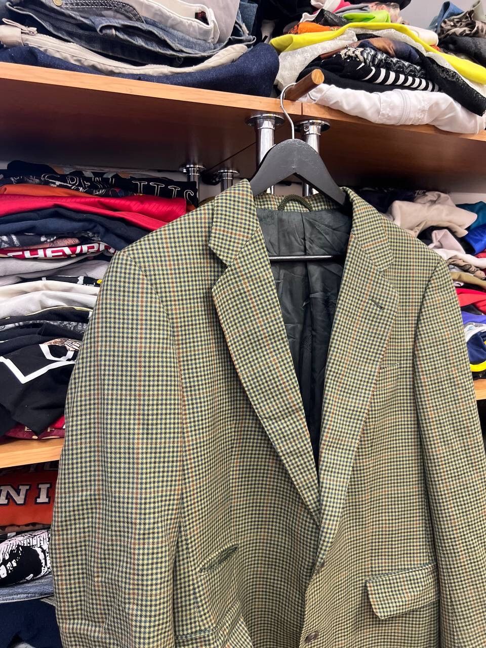 Burberry × Vintage Vintage Burberry Green Check Wool Blazer Jacket Size 46R - 2 Thumbnail