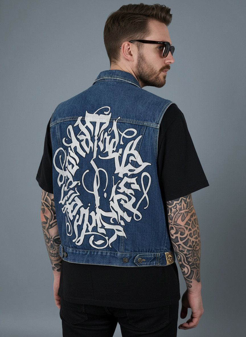 Lee Y2K Lee Cooper Custom Hand Painted Blue Denim Vest Size US M / EU 48-50 / 2 - 1 Thumbnail