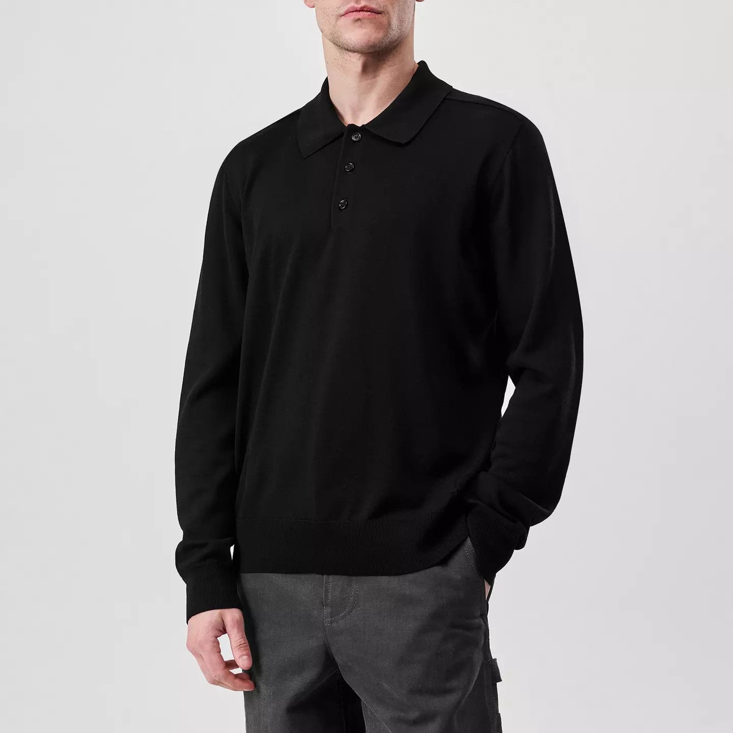 Burberry o1g2r1mq0426 Long Sleeve Knit Polo Shirt in Black Size US L / EU 52-54 / 3 - 2 Thumbnail
