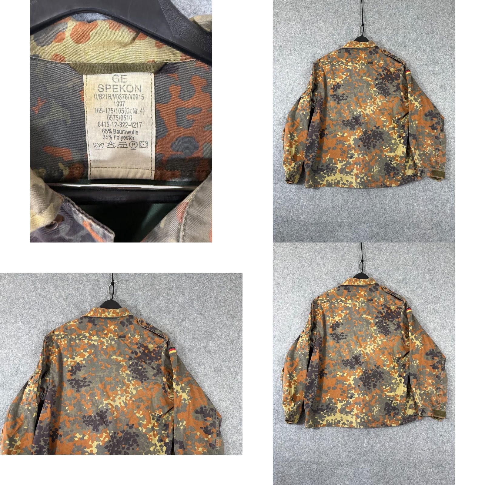 Vintage GE Spekon German Military Camouflage Shirt Jacket Mens M Full Zip Snap Vintage Shirt Jacket Size US M / EU 48-50 / 2 - 8 Thumbnail