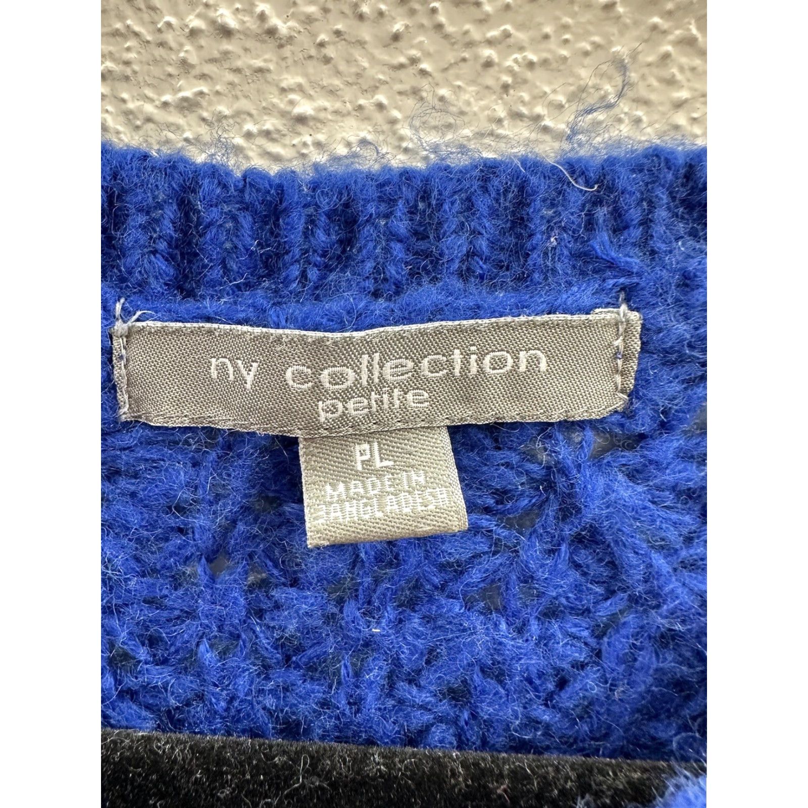 Vintage NY Collection Womens Sweater Petite Large Blue Knit Pullover Round Neck Long Sleeve Solid Regular Collarless Size L / US 10 / IT 46 - 4 Thumbnail