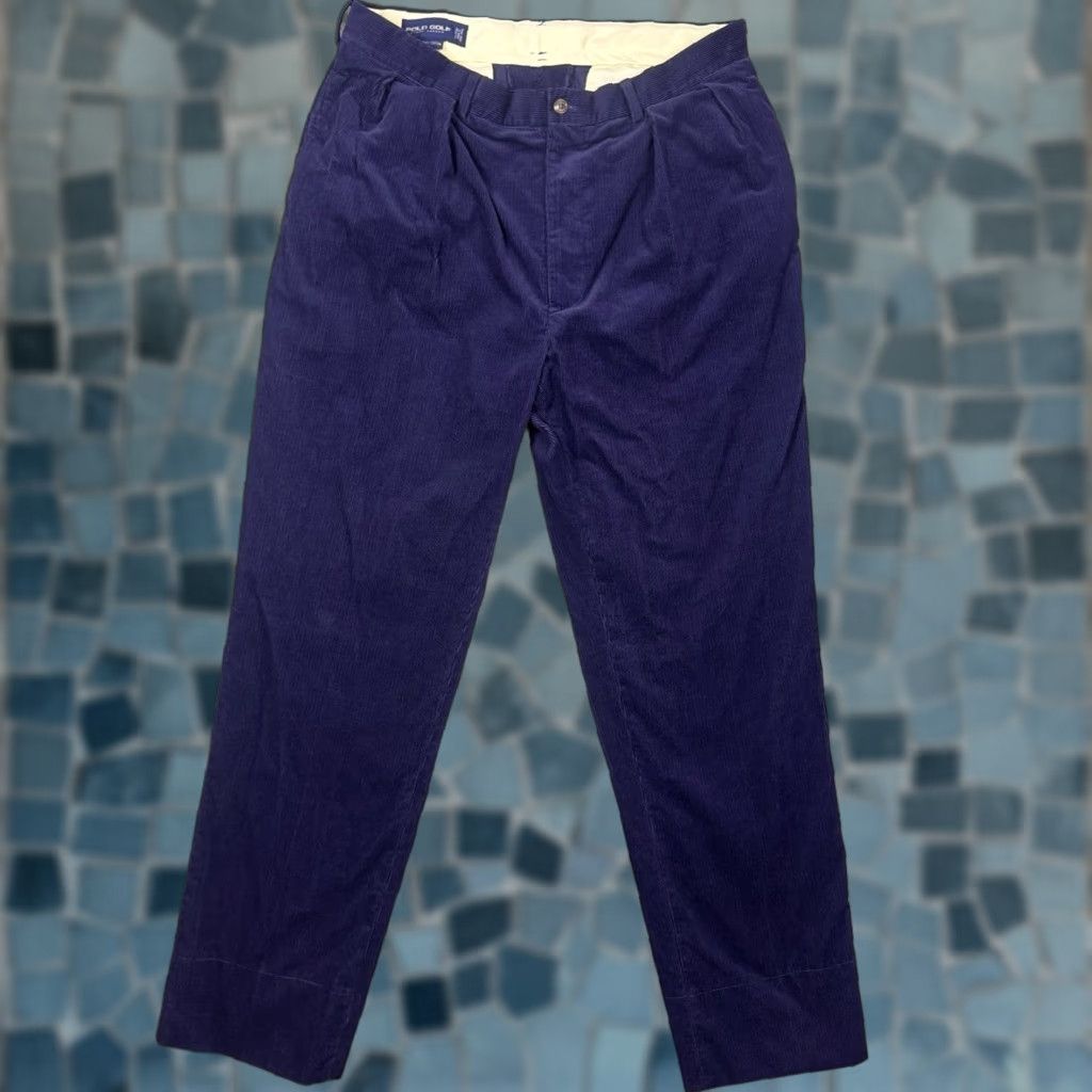 Polo Ralph Lauren VINTAGE Polo Ralph Lauren Pants Men 36x34 Corduroy 90s Chino Trouser Golf Crest Wale VTG Size US M / EU 48-50 / 2 - 1 Thumbnail