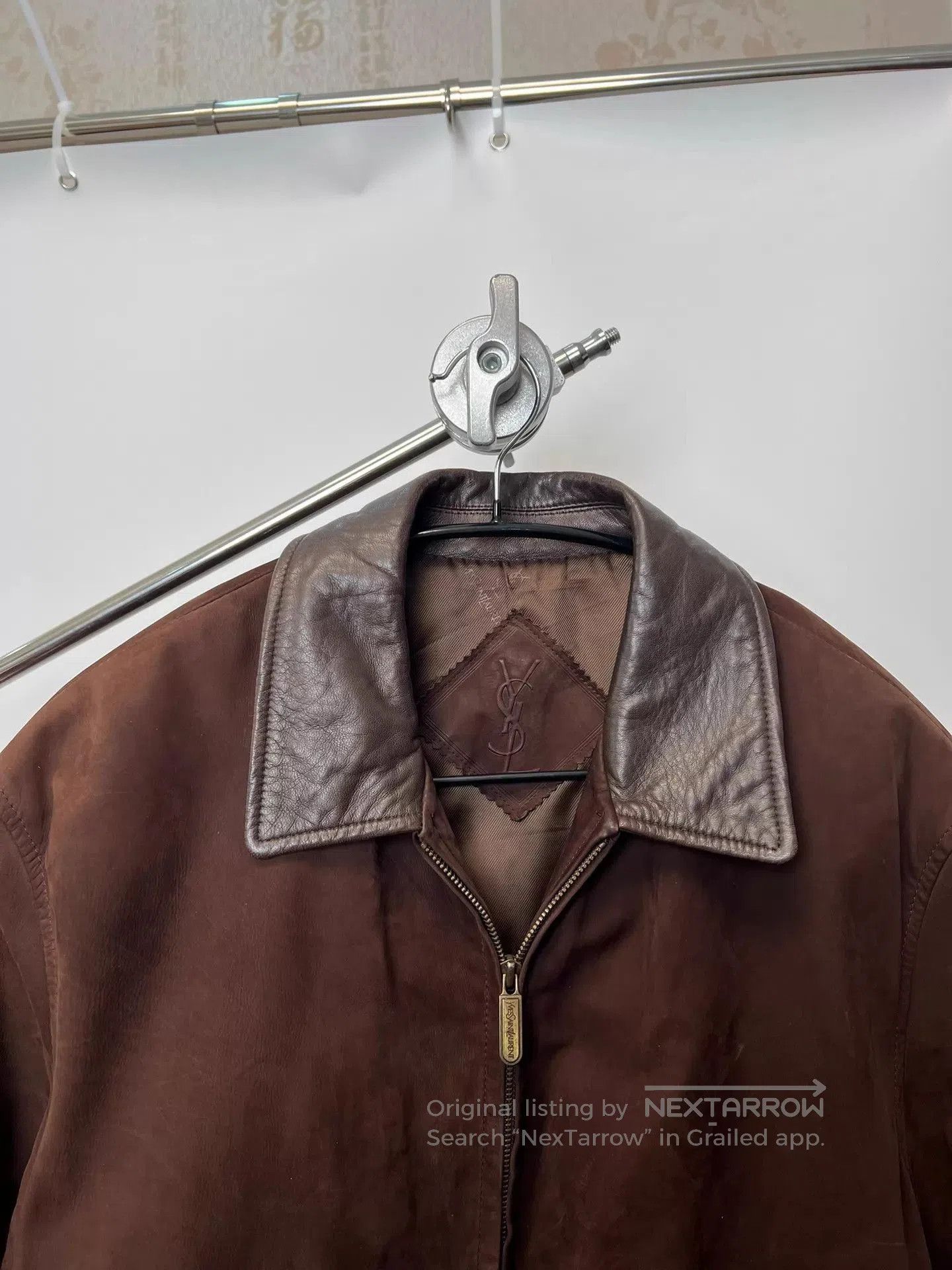 Yves Saint Laurent Brown Leather Collar Zip. Size US L / EU 52-54 / 3 - 3 Thumbnail