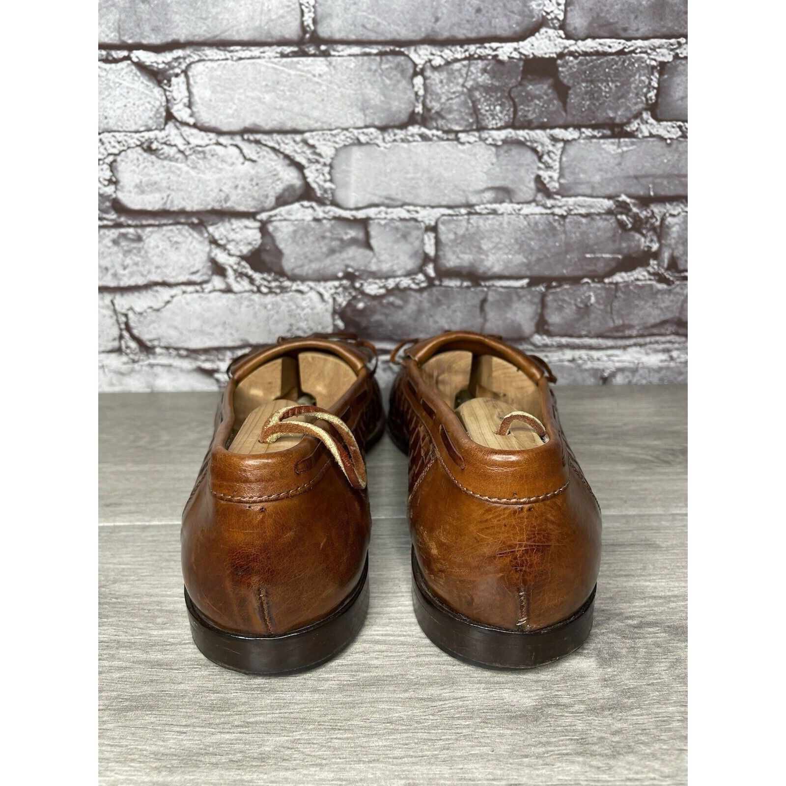 Johnston & Murphy Johnston & Murphy Brown Leather Woven Kiltie Tassel Loafers Size US 12 / EU 45 - 21 Thumbnail