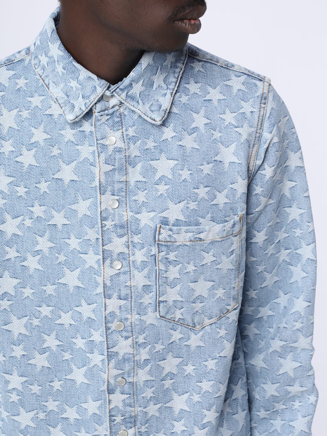 ERL o1mle0724 Denim Jacquard Overshirt in Blue Size US L / EU 52-54 / 3 - 4 Thumbnail