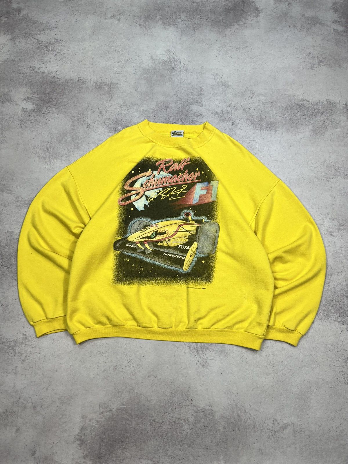 Formula 1 Vintage 1997 Ralf Schumacher Jordan F1 Sweatshirt Yellow Size US XL / EU 56 / 4 - 1 Thumbnail