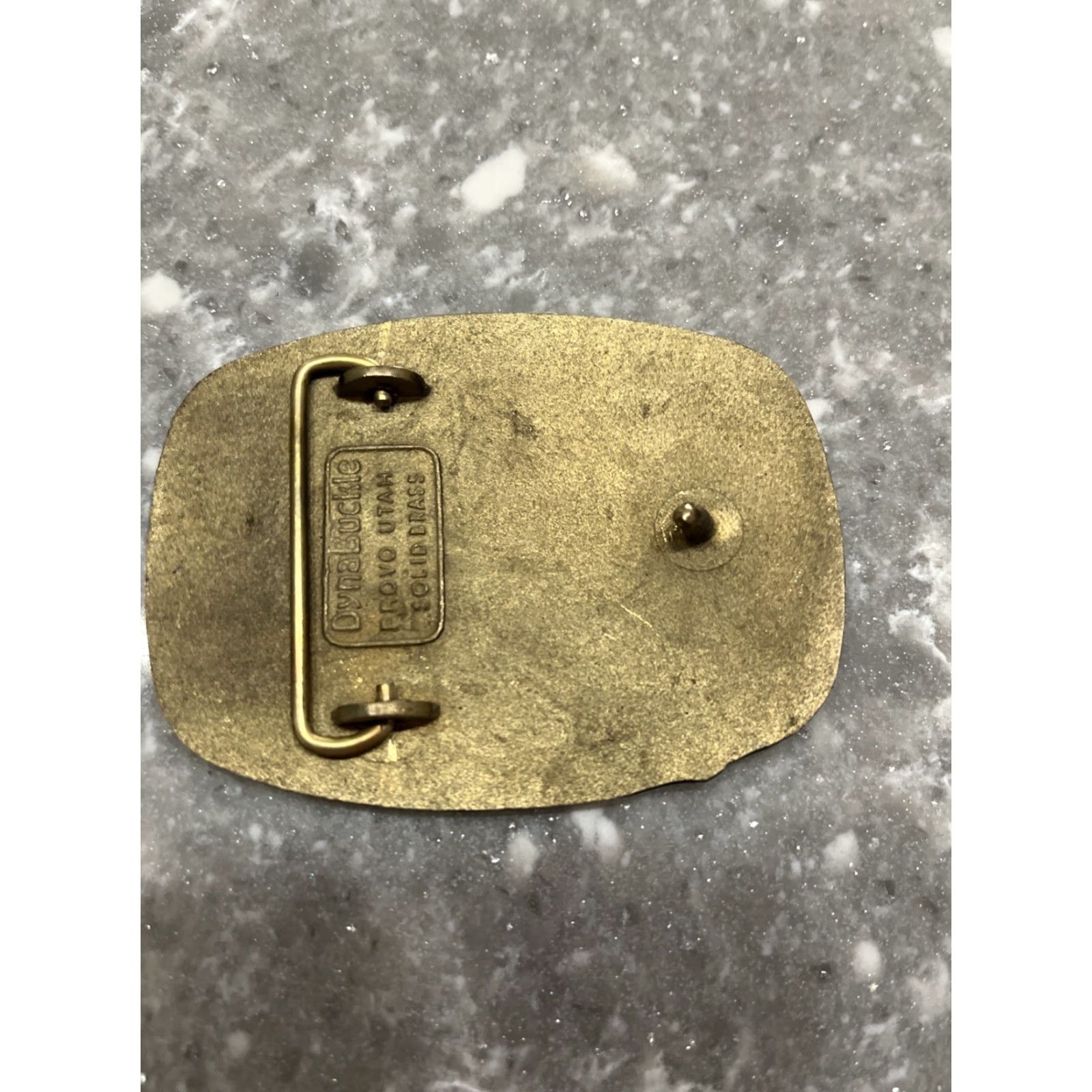 Vintage VINTAGE DynaBuckle Belt Buckle 1970s Deron 100th Trickleduster Solid Brass Black Enamel Inlays Men Size ONE SIZE - 2 Thumbnail