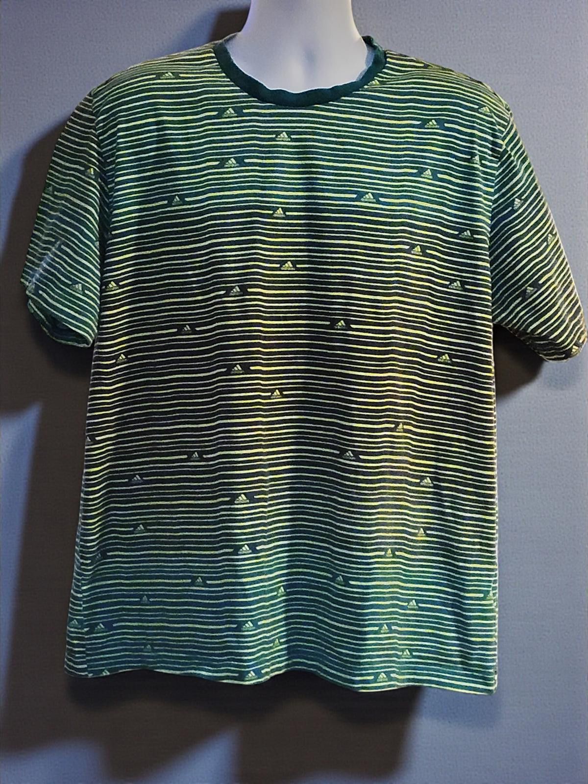 Adidas Adidas XL Men's Short Sleeve T-Shirt Green Striped Size US XL / EU 56 / 4 - 3 Thumbnail
