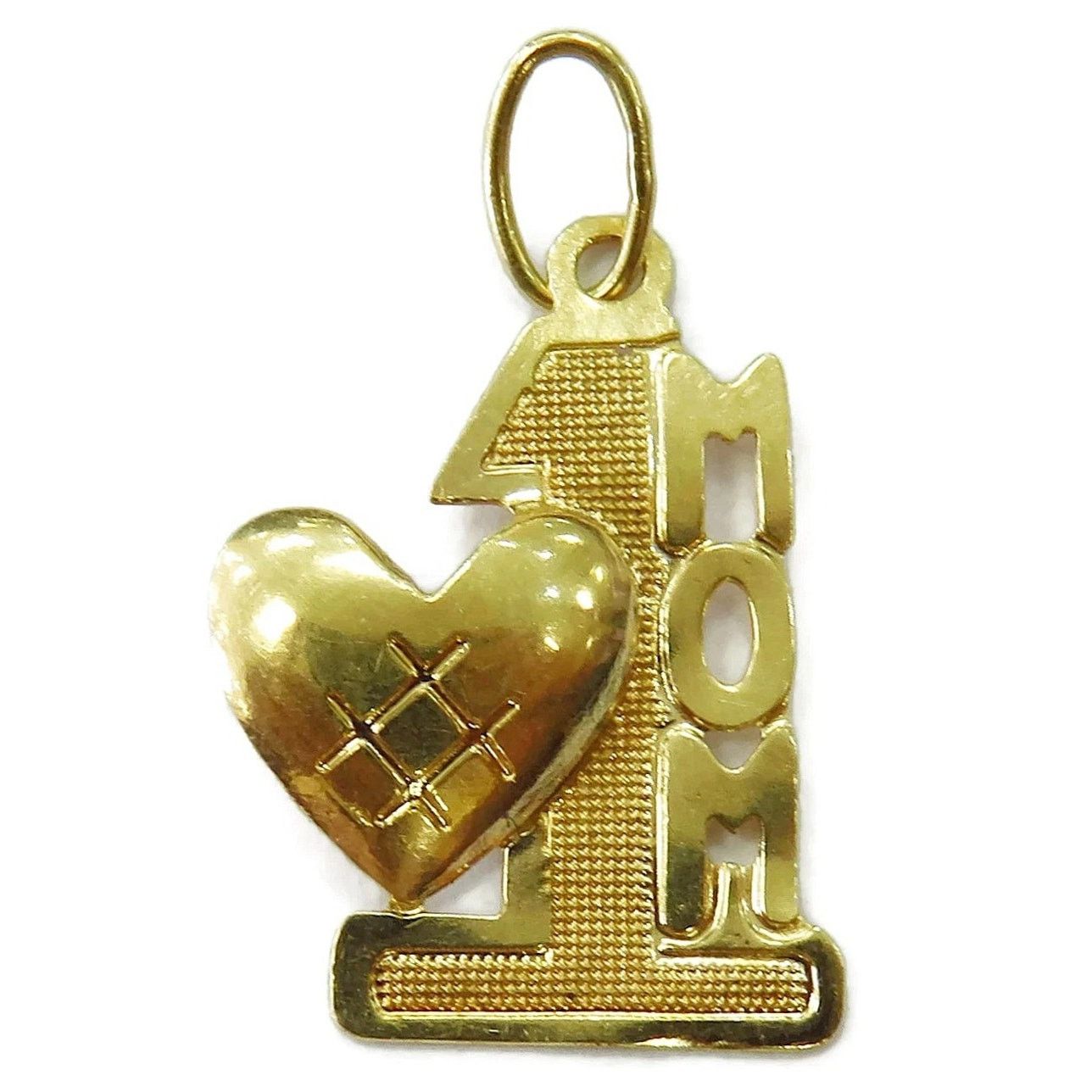 Vintage Vintage #1 MOM 14k Yellow Gold Heart Charm Pendant Size ONE SIZE - 1 Thumbnail