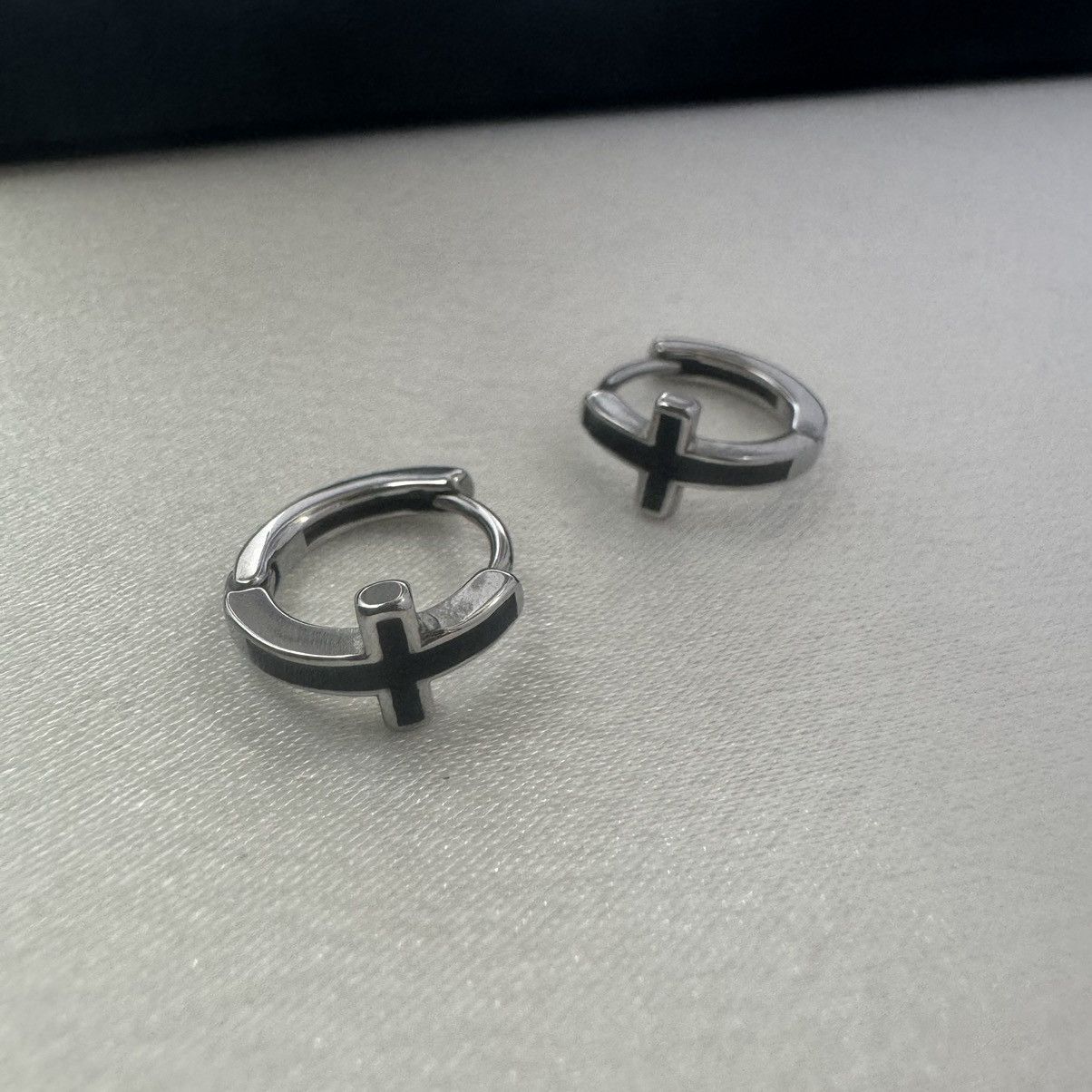 Other Cross Hoop Earrings for Men Women Punk Hip Hop Unisex Style Size ONE SIZE - 2 Thumbnail