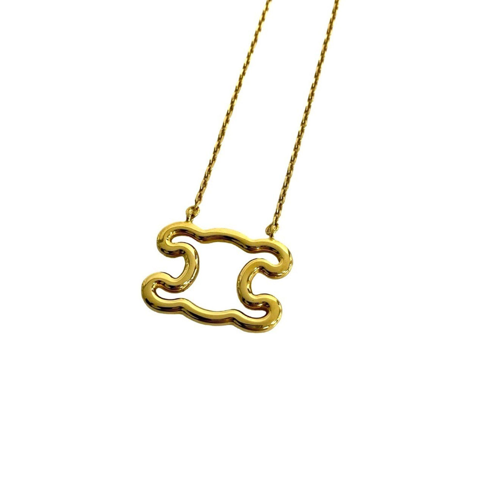 Celine CELINE Triomphe Logo Motif Frame Necklace Pendant Choker Accessory Gold 44139 Size ONE SIZE - 1 Thumbnail