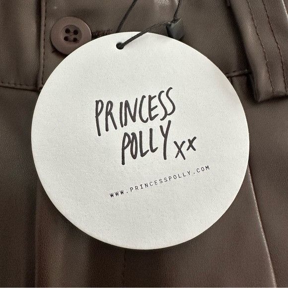 PRINCESS POLLY NWT Princess Polly ORNELLA FAUX LEATHER PANTS BROWN Size 26" / US 2 / IT 38 - 5 Thumbnail